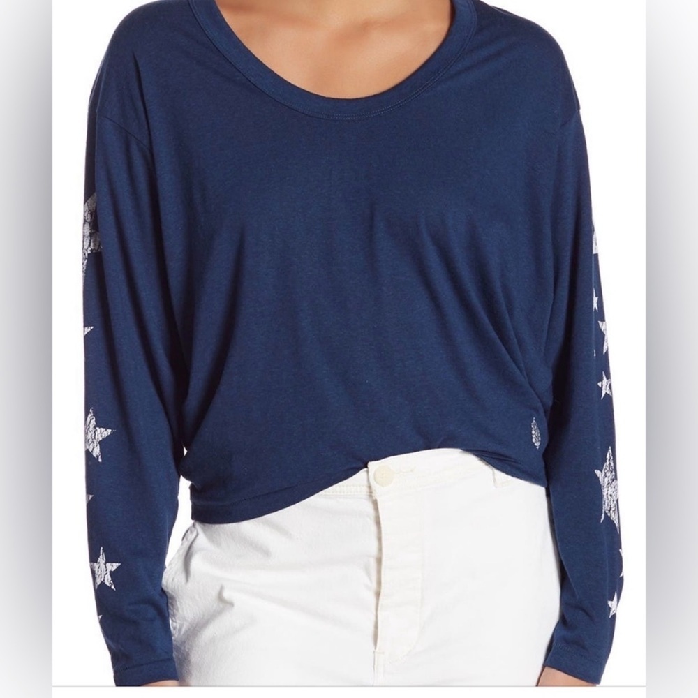 Free People Movement Melrose Graphic Knit Tee | Navy | Size M